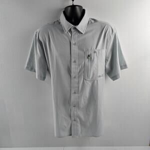 Gillz Short sleeve button down shirt Large gray vented‎ mens fishing 5748